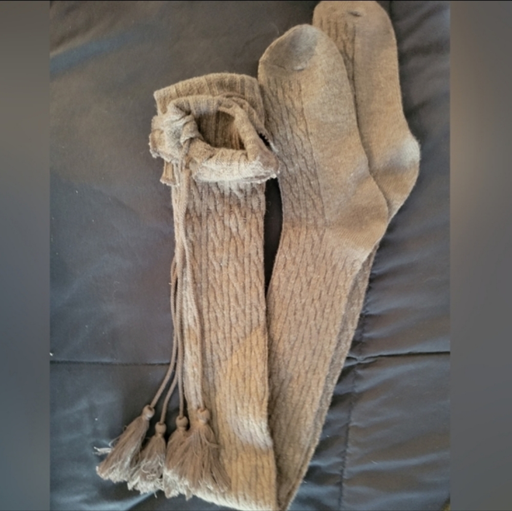 Thigh highs small with tassels-hot cocao